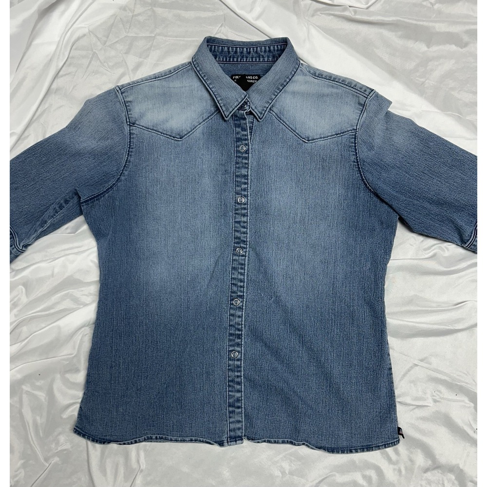 Polo Jeans Co Ralph Lauren Women's Western VTG Denim Shirt 3/4 Sleeves Snaps L - Picture 8 of 15